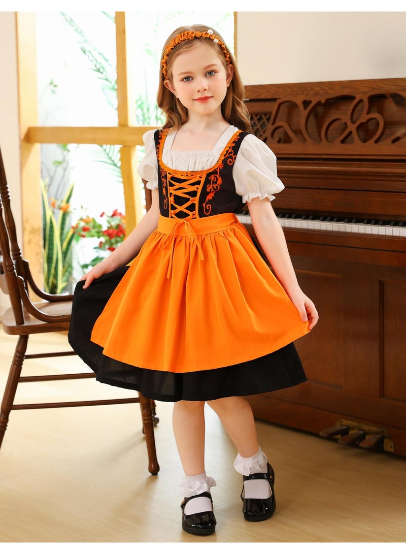 نيبمينينت German Oktoberfest Dirndl Dress for Girls | Traditional Bavarian Costume Set with Apron | 2-Piece Beer Festival Outfit for Halloween, Cosplay, Themed Parties (Ages 3-16 Years) - Image 4